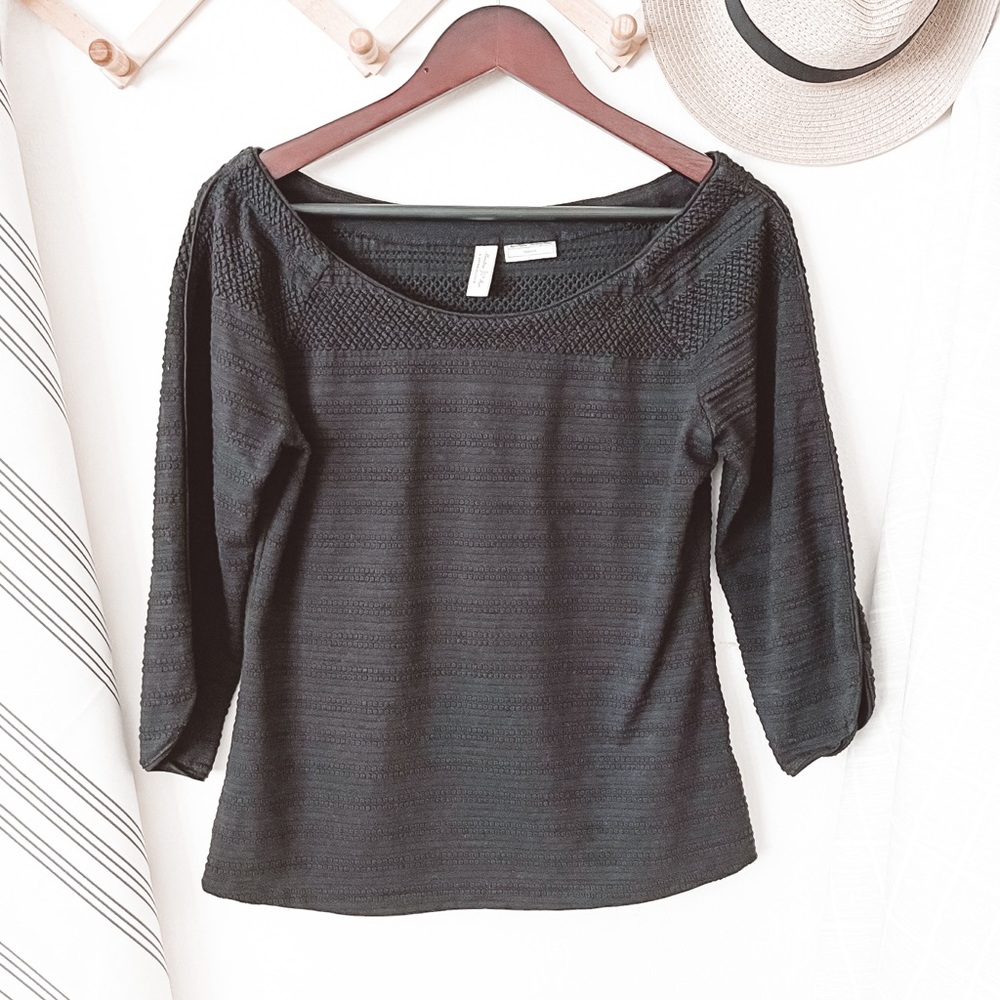 Anthropologie Meadow Rue Black 3/4 Sleeve Top
